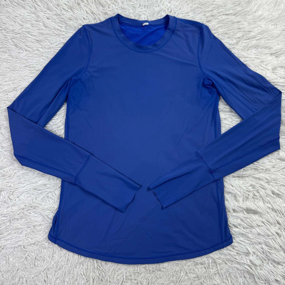 Lululemon Top Womens 2 Blue Sunaway Runaway Long Sleeve Lightweight Open Back
